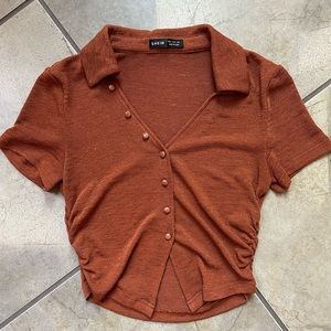 SHEIN sheer burnt orange crop top